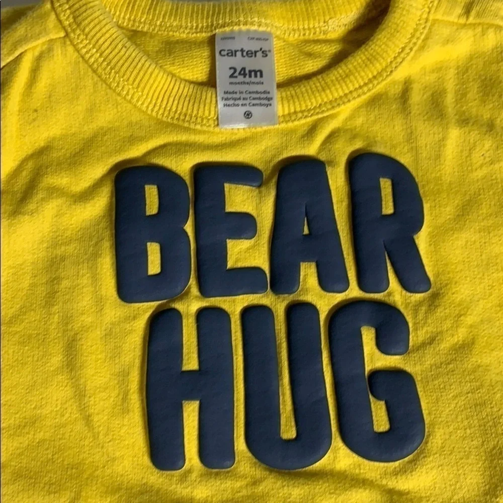 Carter’s Bear Hug Double Pocket Sweatshirt yellow pullover toddlers 24 M